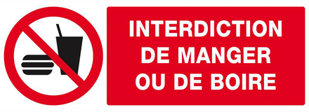 PANNEAU INTERDICTION DE MANGER OU DE BOIRE 330X120MM TALIAPLAST - 626229
