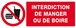PANNEAU INTERDICTION DE MANGER OU DE BOIRE 330X120MM TALIAPLAST - 626229