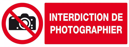Panneau rigide INTERDICTION DE PHOTOGRAPHIER 330X120MM TALIAPLAST - 626231