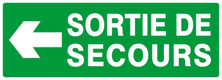 PANNEAU SORTIE DE SECOURS FLECHE A GAUCHE 330X120MM TALIAPLAST - 626413
