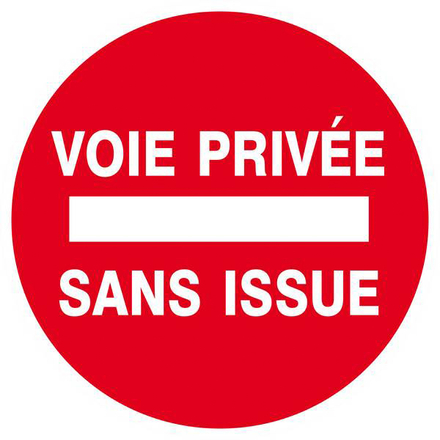PANNEAU VOIE PRIVEE SANS ISSUE Ø180MM TALIAPLAST - 627226
