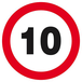 PANNEAU INTERDIT DE ROULER A PLUS DE 10 KM/H Ø180MM TALIAPLAST - 627260