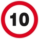 PANNEAU INTERDIT DE ROULER A PLUS DE 10 KM/H Ø180MM TALIAPLAST - 627260