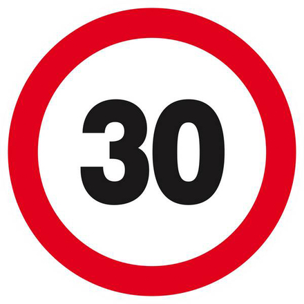 Panneau rigide INTERDIT DE ROULER A PLUS DE 30 KM/H Ø180MM TALIAPLAST - 627262
