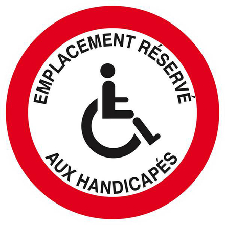 Panneau rigide EMPLACEMENT RESERVE AUX HANDICAPES Ø180MM TALIAPLAST - 627266