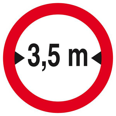 Panneau rigide INTERDIT AUX VEHICULES DE PLUS DE 3.50M DE LARGE D180mm TALIAPLAST - 627281