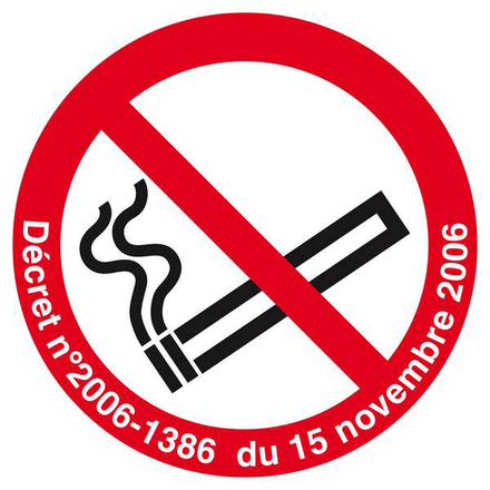 Panneau rigide INTERDICTION DE FUMER (DECRET DU 15/11/2006) Ø180MM TALIAPLAST - 627302