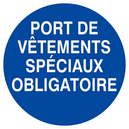 PANNEAU PORT DE VETEMENTS SPECIAUX OBLIGATOIRE Ø180MM TALIAPLAST - 627532