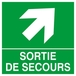 PANNEAU SORTIE DE SECOURS FLECHE EN HAUT A DROITE 200X200MM TALIAPLAST - 628408