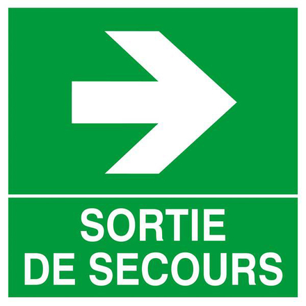 PANNEAU SORTIE DE SECOURS FLECHE A DROITE 200X200MM TALIAPLAST - 628409