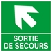 PANNEAU SORTIE DE SECOURS FLECHE EN HAUT A GAUCHE 200X200MM TALIAPLAST - 628410