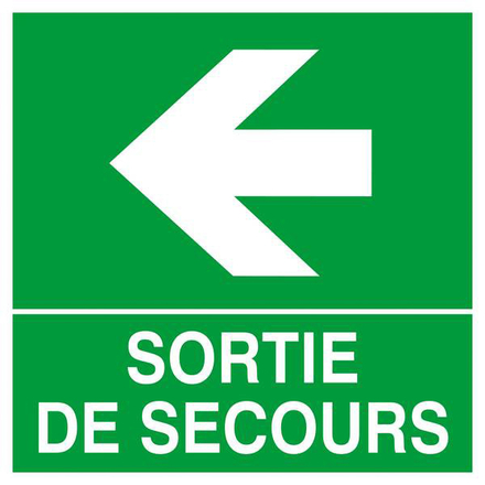 PANNEAU SORTIE DE SECOURS FLECHE A GAUCHE 200X200MM TALIAPLAST - 628414