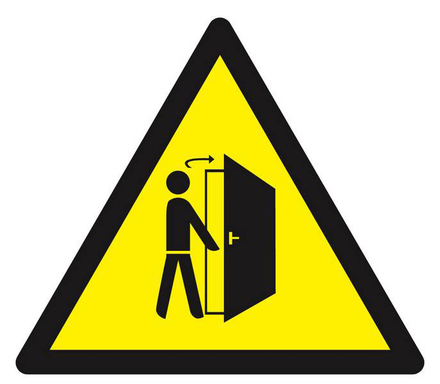 PANNEAU DANGER ATTENTION A L'OUVERTURE DE PORTE 100X100X100MM TALIAPLAST - 629918
