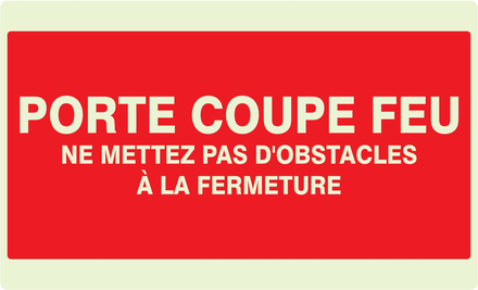 PANNEAU PORTE COUPE-FEU (+ TEXTE) LUMINESCENT 330X200MM TALIAPLAST - 631104