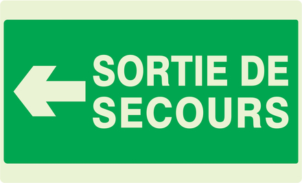 SORTIE DE SECOURS FLECHE A GAUCHE LUMINESCENT 330x200mm TALIAPLAST - 631414