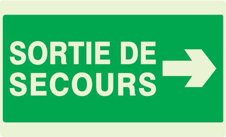 SORTIE DE SECOURS FLECHE A DROITE LUMINESCENT 330x200mm TALIAPLAST - 631415