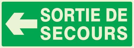 SORTIE DE SECOURS FLECHE A GAUCHE LUMINESCENT 330x120mm TALIAPLAST - 636414
