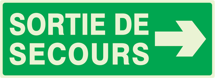 SORTIE DE SECOURS FLECHE A DROITE LUMINESCENT 330x120mm TALIAPLAST - 636415