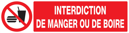 Panneau adhésif INTERDICTION DE MANGER OU DE BOIRE 200X52MM TALIAPLAST - 720229