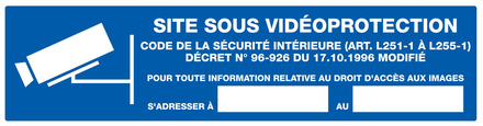 PANNEAU SITE SOUS VIDEOPROTECTION 200X52MM TALIAPLAST - 720238