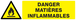 Panneau adhésif DANGER, MATIERES INFLAMMABLES 200X52MM TALIAPLAST - 720303