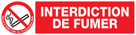 Panneau adhésif INTERDICTION DE FUMER (DECRET DU 15/11/2006) 200X52MM TALIAPLAST - 720335