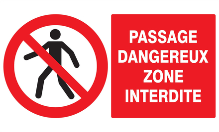 Panneau adhésif PASSAGE DANGEREUX ZONE INTERDITE 330X200MM TALIAPLAST - 721203
