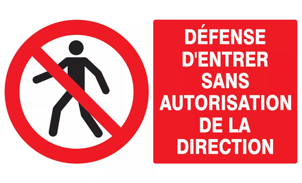 Panneau adhésif DEFENSE D'ENTRER SANS AUTORISATION DIRECTE 330X200MM TALIAPLAST - 721205