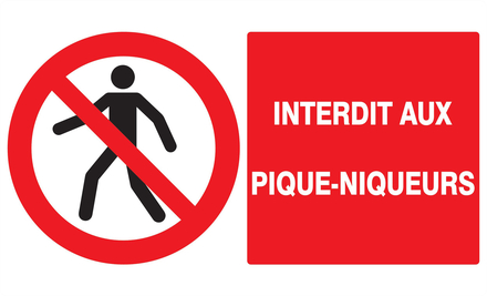 Panneau adhésif INTERDIT AUX PIQUE-NIQUEURS 330X200MM TALIAPLAST - 721207