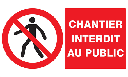 PANNEAU CHANTIER INTERDIT AU PUBLIC 330X200MM TALIAPLAST - 721209