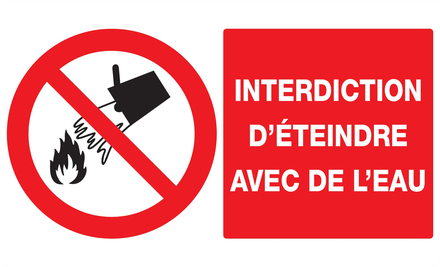 PANNEAU INTERDICTION D'ETEINDRE AVEC DE L'EAU 330X200MM TALIAPLAST - 721213