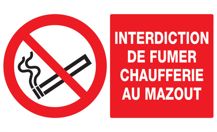 Panneau adhésif INTERDICTION DE FUMER CHAUFFERIE AU MAZOUT 330X200MM TALIAPLAST - 721223