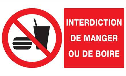 PANNEAU INTERDICTION DE MANGER OU DE BOIRE 330X200MM TALIAPLAST - 721229