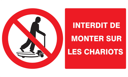 PANNEAU INTERDIT DE MONTER SUR LES CHARIOTS 330X200MM TALIAPLAST - 721230