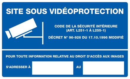 PANNEAU SITE SOUS VIDEOPROTECTION 330X200MM TALIAPLAST - 721240