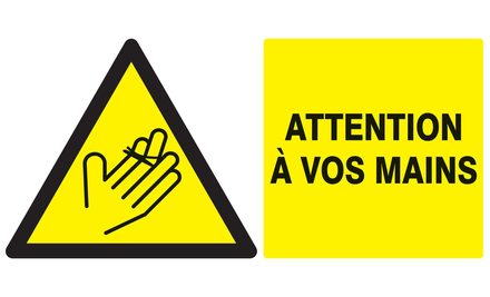 Panneau adhésif DANGER, ATTENTION A VOS MAINS 330X200MM TALIAPLAST - 721311