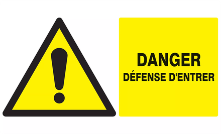 Panneau adhésif DANGER DEFENSE ENTRER 330X200MM TALIAPLAST - 721325