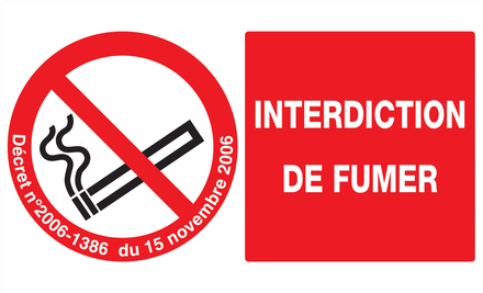 Panneau adhésif INTERDICTION DE FUMER (DECRET DU 15/11/2006) 330x200mm TALIAPLAST - 721335
