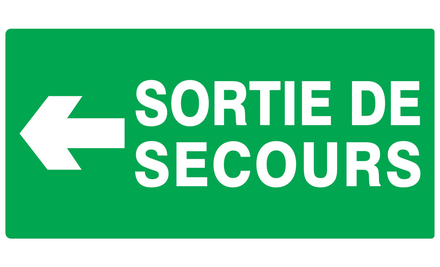 PANNEAU SORTIE DE SECOURS FLECHE A GAUCHE 330X200MM TALIAPLAST - 721415