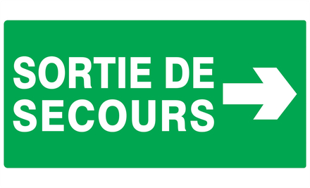 PANNEAU SORTIE DE SECOURS FLECHE A DROITE 330X200MM TALIAPLAST - 721416
