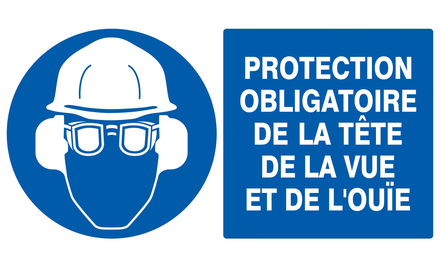 PANNEAU PROTECTION OBLIGATOIRE TETE/VUE/OUIE 330X200MM TALIAPLAST - 721501