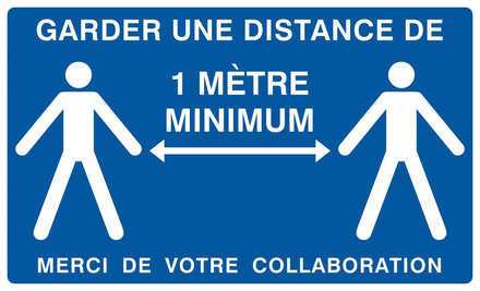 Signalétique COVID-19 ADHESIF Garder une distance de 1 metre minimum 330x200mm (bleu) TALIAPLAST - 721901