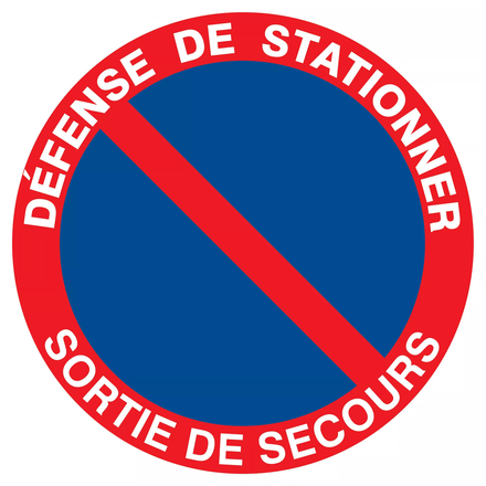 Panneau adhésif DEFENSE DE STATIONNER SORTIE DE SECOURS Ø300MM TALIAPLAST - 722212