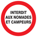 PANNEAU INTERDIT AUX NOMADES ET CAMPEURS Ø300MM TALIAPLAST - 722225