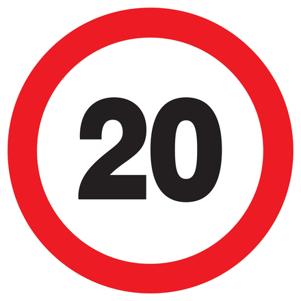 PANNEAU INTERDIT DE ROULER A PLUS DE A 20 KM Ø300MM TALIAPLAST - 722256