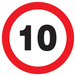 PANNEAU INTERDIT DE ROULER A PLUS DE 10 KM/H Ø300MM TALIAPLAST - 722260
