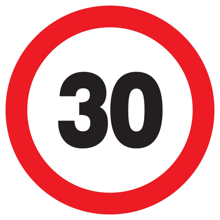 Panneau adhésif INTERDIT DE ROULER A PLUS DE 30 KM/H Ø300MM TALIAPLAST - 722262