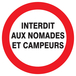 PANNEAU INTERDIT AUX NOMADES ET CAMPEURS Ø420MM TALIAPLAST - 723226