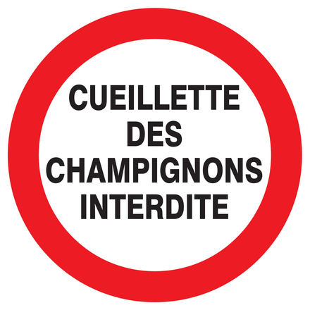 PANNEAU CUEILLETTE DES CHAMPIGNONS INTERDITE Ø420MM TALIAPLAST - 723238