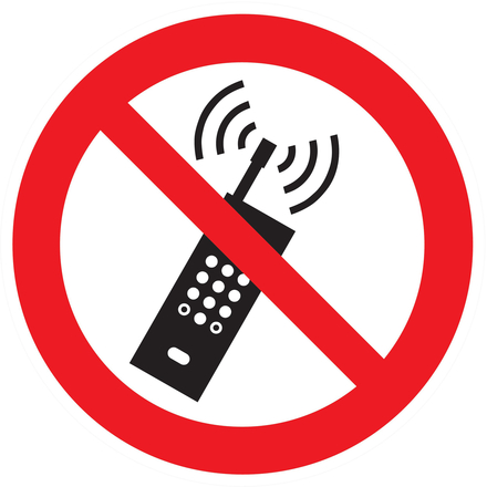 Panneau adhésif INTERDICTION D'ACTIVER DES TELEPHONES MOBILES Ø80MM TALIAPLAST - 724204